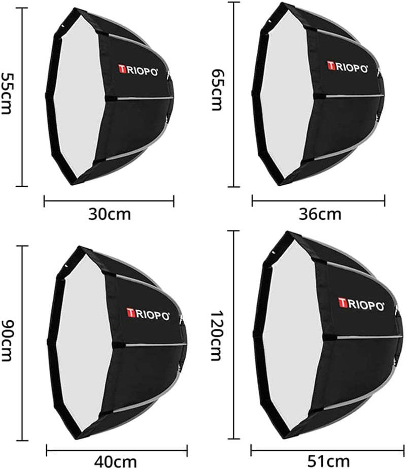 Softbox Triopo Octagon Dobrável Luz de Vídeo LED