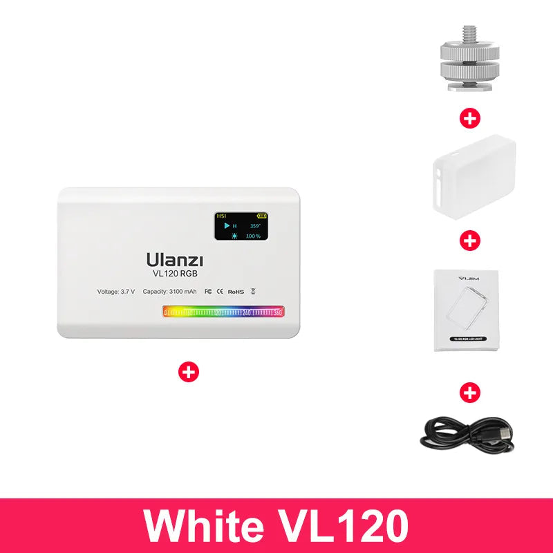 Luz de Vídeo Compacta RGB com Difusor de Ecrã Mini