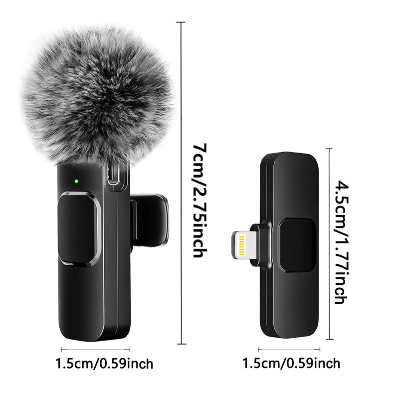 Microfone Lapela sem Fio para Gravação de Áudio e Vídeo